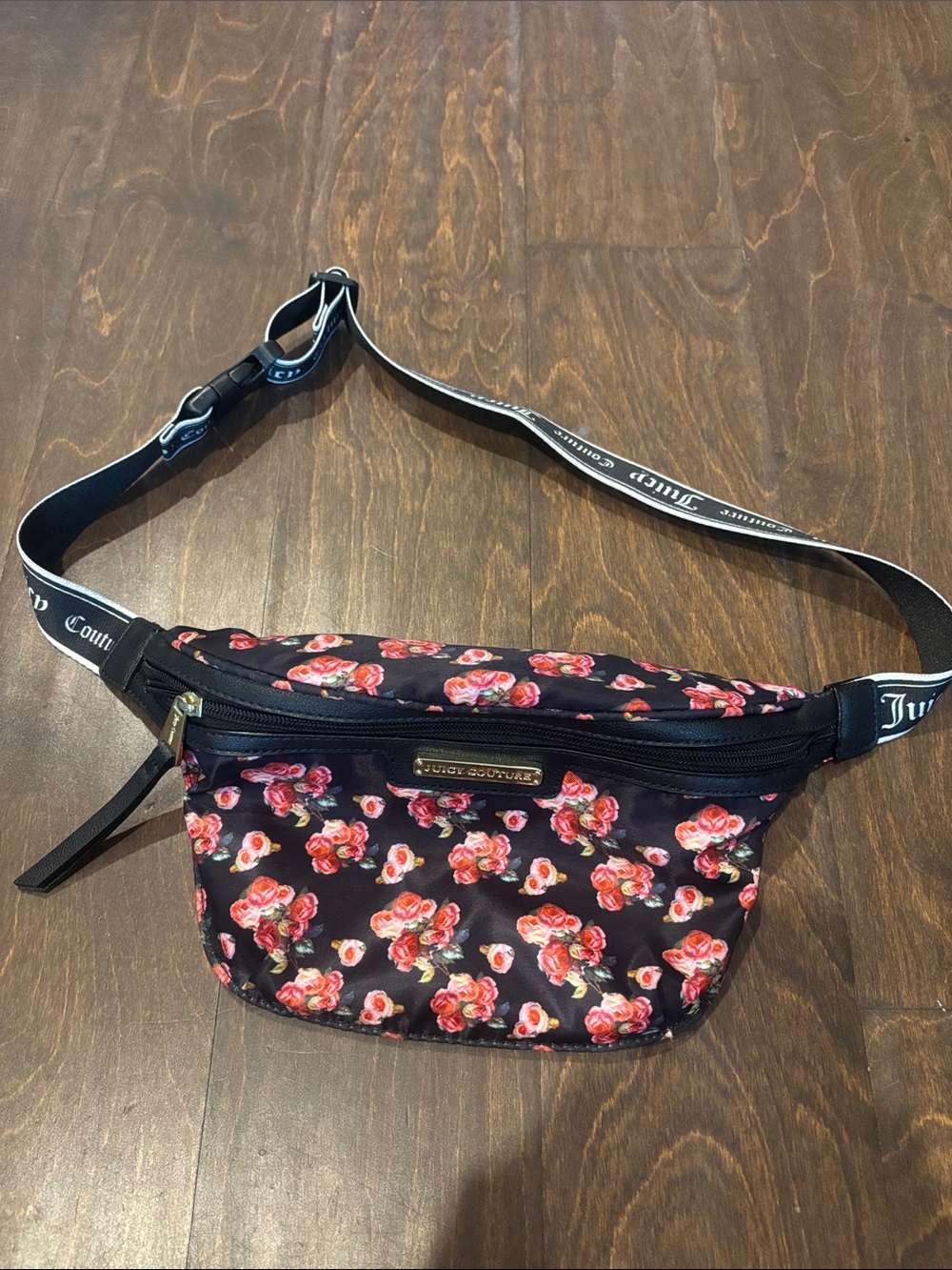 Juicy Couture Black Floral Waist Pouch